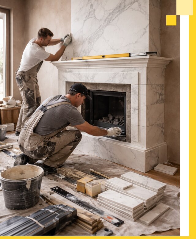 Отделка каминов в Тайшете качественные облицовочные работы