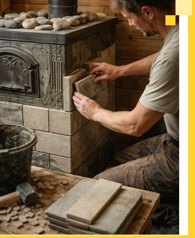 Облицовка банных печей в Тайшете профессиональная отделка