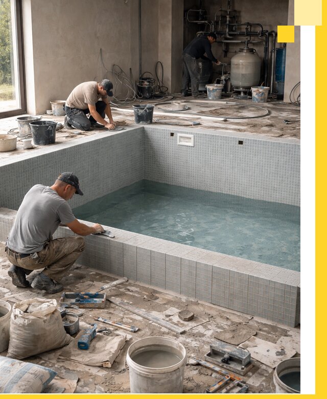 Строительство и монтаж бассейнов в помещении в Тайшете