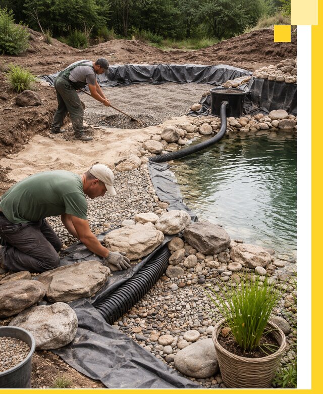 Строительство природных бассейнов и озер в Тайшете под ключ