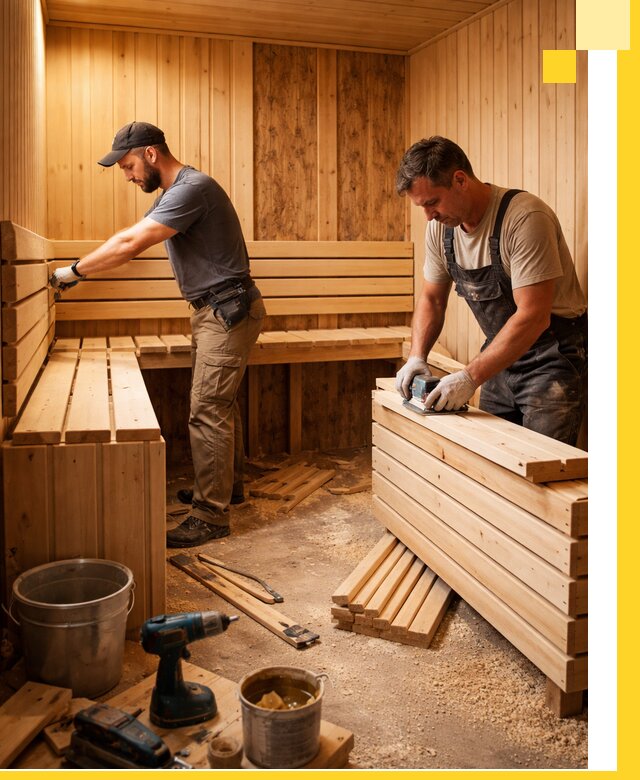 Профессиональный комплексный ремонт саун под ключ в Тайшете