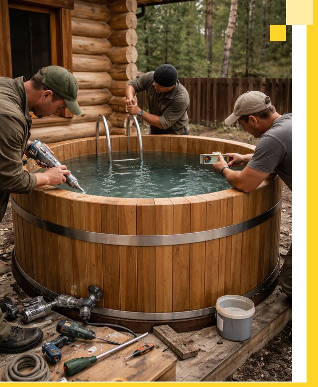 Строительство бань с купелью под ключ и отделкой в Тайшете