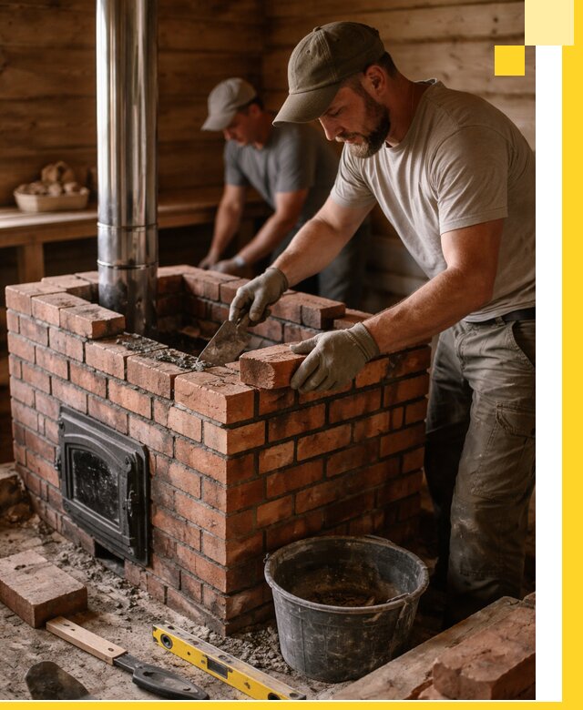 Кирпичные печи для бани под ключ в Тайшете, проект и монтаж