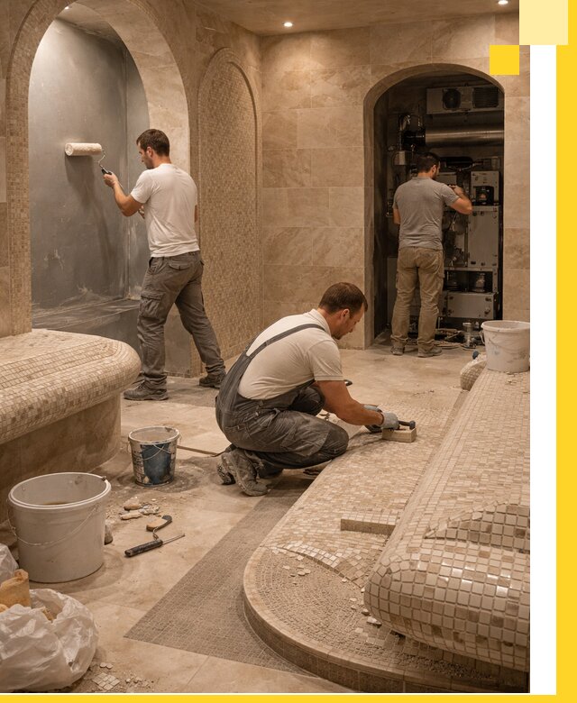 Строительство бани с хамамом и бассейном под ключ в Тайшете