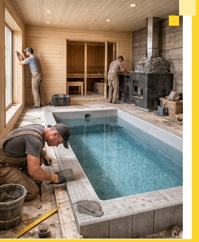 Проект бани с бассейном и сауной в Тайшете под ключ