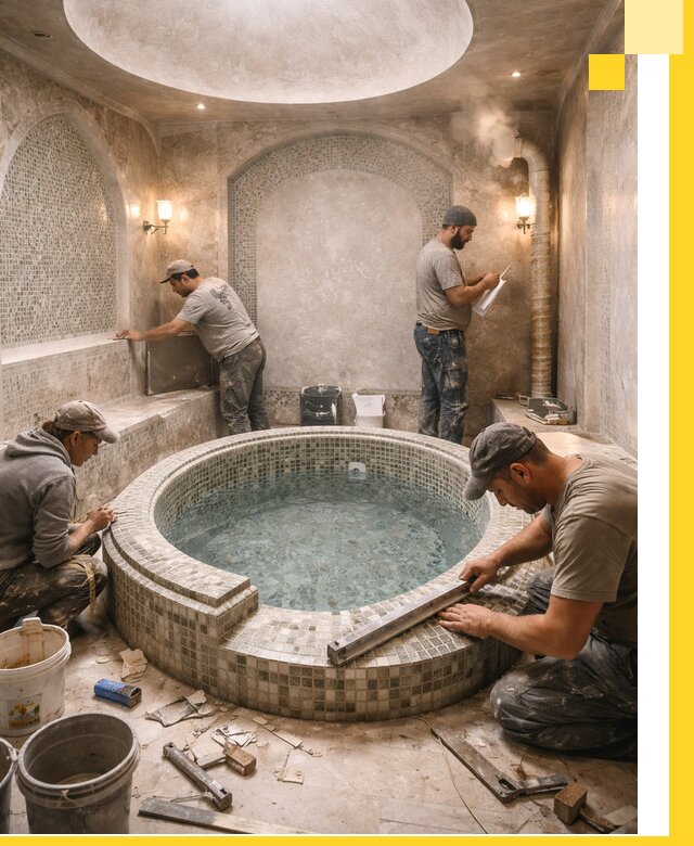 Профессиональное строительство хамама с бассейном в Тайшете под ключ